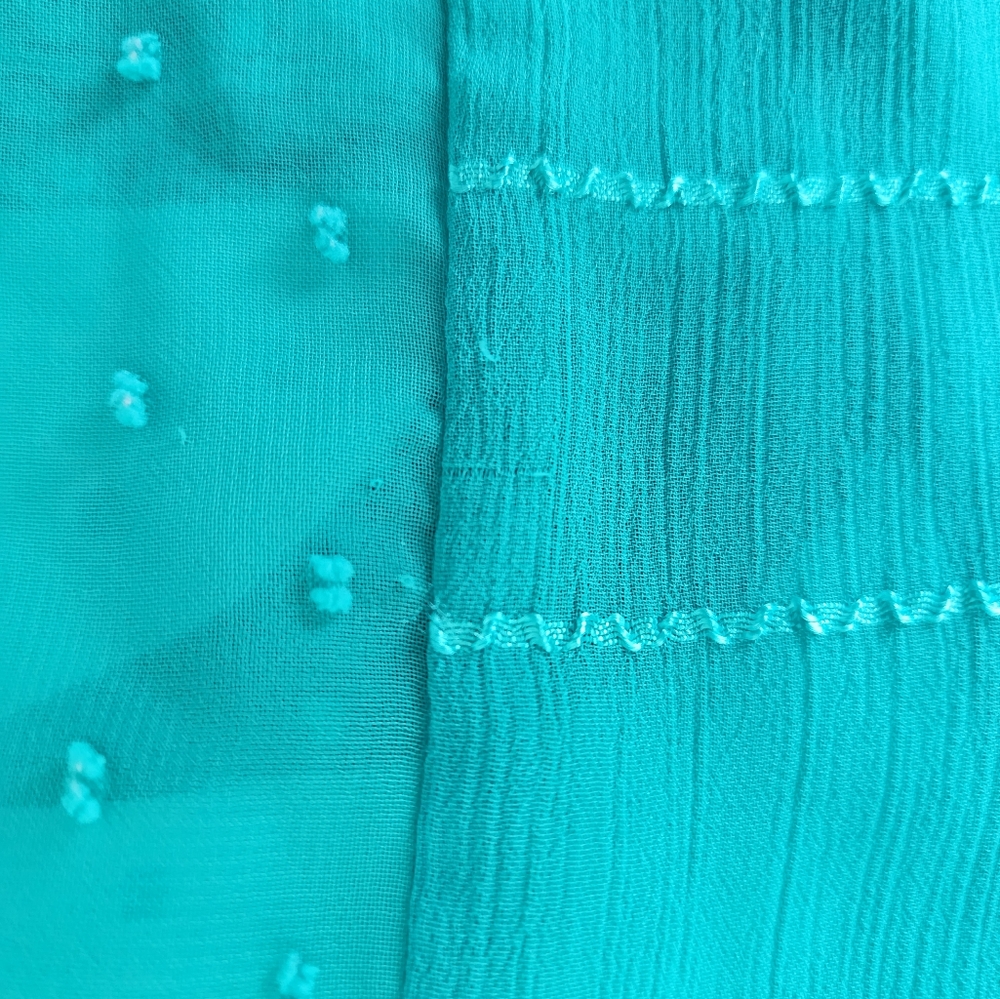 Figueroa & Flower Sheer Teal Blouse Top Medium - Picture 7 of 7